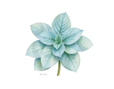 AI-generated watercolor illustration of Hosta 'Mikawa-no-yuki' (not a photograph)
