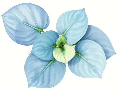AI-generated watercolor illustration of Hosta 'Minna Blue' (not a photograph)