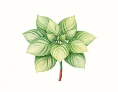 AI-generated watercolor illustration of Hosta 'Mint Chip' (not a photograph)