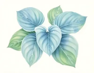 AI-generated watercolor illustration of Hosta 'Mint Condition' (not a photograph)