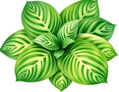 AI-generated watercolor illustration of Hosta 'Mira' (not a photograph)