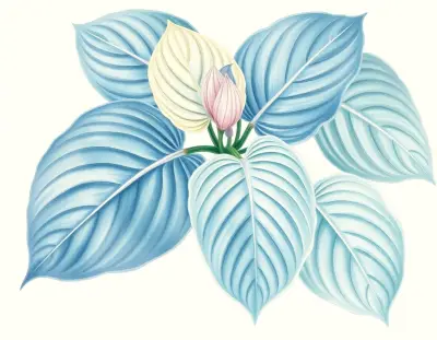 AI-generated watercolor illustration of Hosta 'Miss American Pie' (not a photograph)