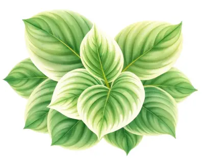 AI-generated watercolor illustration of Hosta 'Miss Saigon' (not a photograph)