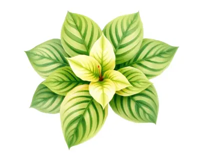 AI-generated watercolor illustration of Hosta 'Missie Mouse' (not a photograph)
