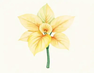 AI-generated watercolor illustration of Hosta 'Mississippi Gold' (not a photograph)