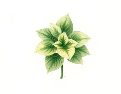 AI-generated watercolor illustration of Hosta 'Mogul' (not a photograph)