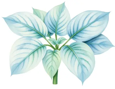 AI-generated watercolor illustration of Hosta 'Mohegan' (not a photograph)