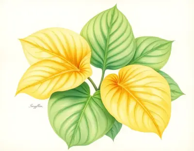 AI-generated watercolor illustration of Hosta 'Monsoon' (not a photograph)