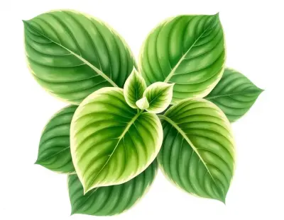 AI-generated watercolor illustration of Hosta 'Moon Glow' (not a photograph)