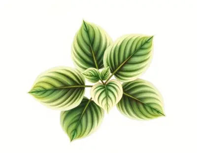 AI-generated watercolor illustration of Hosta 'Moon Shadow' (not a photograph)