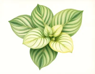 AI-generated watercolor illustration of Hosta 'Morning Angel' (not a photograph)