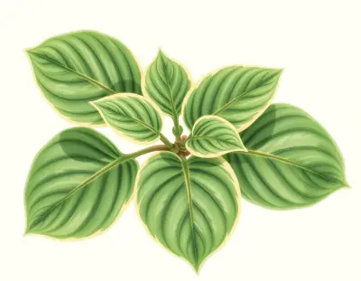 AI-generated watercolor illustration of Hosta 'Moulin Rouge' (not a photograph)