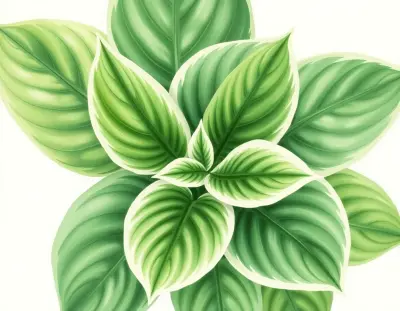 AI-generated watercolor illustration of Hosta 'Mountain Haze' (not a photograph)