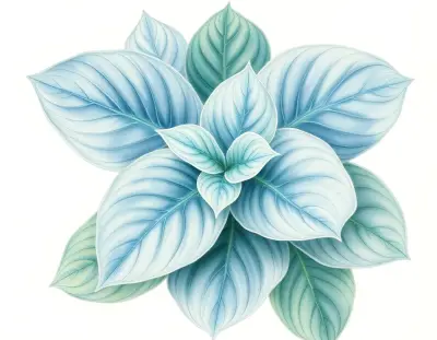 AI-generated watercolor illustration of Hosta 'Murmurs' (not a photograph)