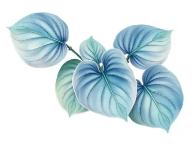 AI-generated watercolor illustration of Hosta 'Mystic Mouse' (not a photograph)