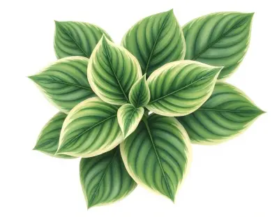 AI-generated watercolor illustration of Hosta 'Nathan Nirvana' (not a photograph)
