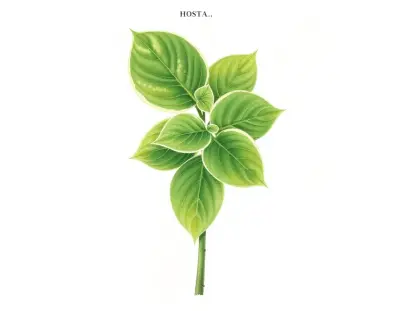 AI-generated watercolor illustration of Hosta 'Neutrino' (not a photograph)