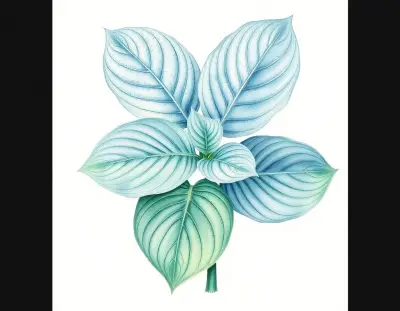 AI-generated watercolor illustration of Hosta 'New Moon' (not a photograph)