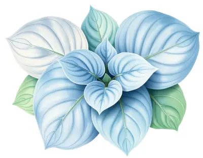 AI-generated watercolor illustration of Hosta 'Night Music' (not a photograph)