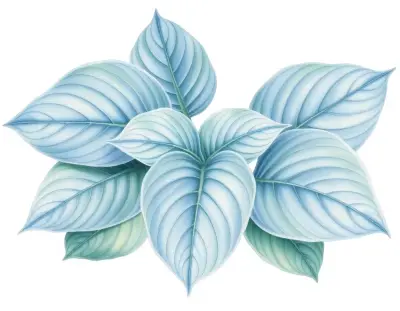 AI-generated watercolor illustration of Hosta 'Northern Lights' (not a photograph)