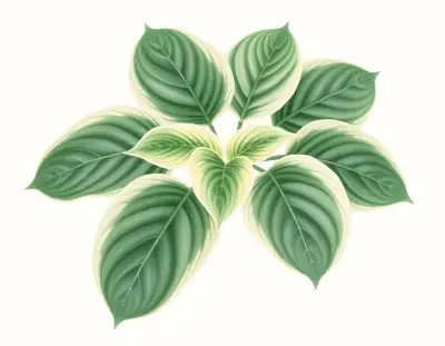 AI-generated watercolor illustration of Hosta 'Oberland Colourful Noise' (not a photograph)