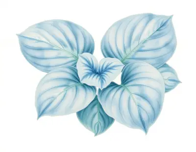 AI-generated watercolor illustration of Hosta 'Ode to Joy' (not a photograph)