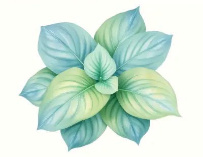 AI-generated watercolor illustration of Hosta 'Ohh! Blue Beacon' (not a photograph)