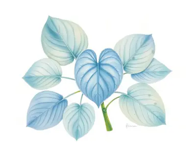 AI-generated watercolor illustration of Hosta 'Ohh! Blue Otto' (not a photograph)