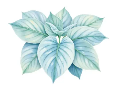 AI-generated watercolor illustration of Hosta 'On Golden Pond' (not a photograph)