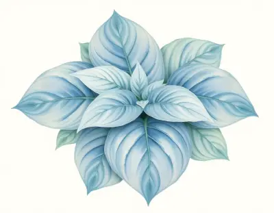AI-generated watercolor illustration of Hosta 'Orinoco Flow' (not a photograph)