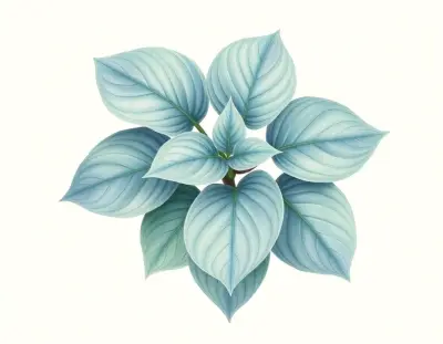 AI-generated watercolor illustration of Hosta 'Pandemonium' (not a photograph)