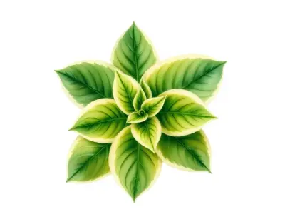 AI-generated watercolor illustration of Hosta 'Patriot's Fire' (not a photograph)