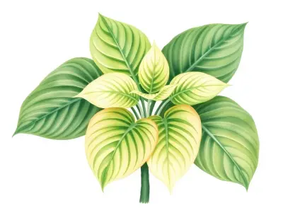 AI-generated watercolor illustration of Hosta 'Pebble Creek' (not a photograph)