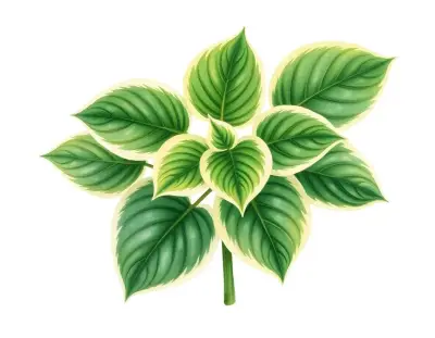 AI-generated watercolor illustration of Hosta 'PeeDee Laughing River' (not a photograph)