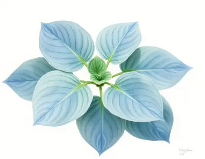 AI-generated watercolor illustration of Hosta 'Pelham Blue Tump' (not a photograph)