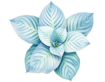AI-generated watercolor illustration of Hosta 'Permafrost' (not a photograph)