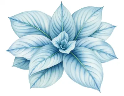 AI-generated watercolor illustration of Hosta 'Perry's True Blue' (not a photograph)
