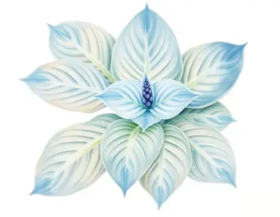 AI-generated watercolor illustration of Hosta 'Pie in the Sky' (not a photograph)