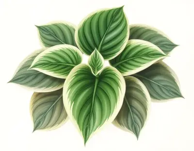 AI-generated watercolor illustration of Hosta 'Pilgrim's Progress' (not a photograph)