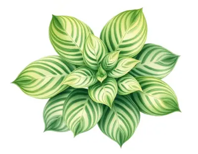 AI-generated watercolor illustration of Hosta 'Pitty Pat' (not a photograph)