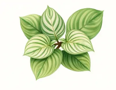 AI-generated watercolor illustration of Hosta 'Plug Nickel' (not a photograph)