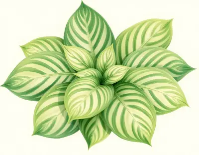 AI-generated watercolor illustration of Hosta 'Plum Nutty' (not a photograph)