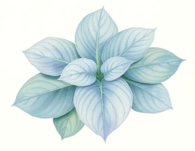 AI-generated watercolor illustration of Hosta 'Potomac Pride' (not a photograph)