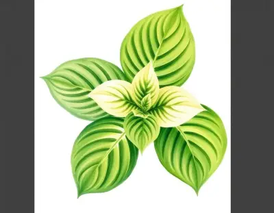 AI-generated watercolor illustration of Hosta 'Prairie Angel' (not a photograph)