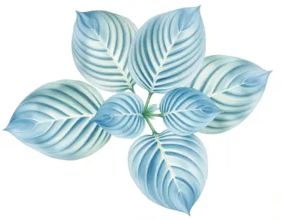 AI-generated watercolor illustration of Hosta 'Prairie Magic' (not a photograph)