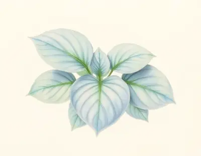 AI-generated watercolor illustration of Hosta 'Pretty Kitty' (not a photograph)