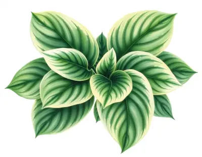 AI-generated watercolor illustration of Hosta 'Princess Pat' (not a photograph)