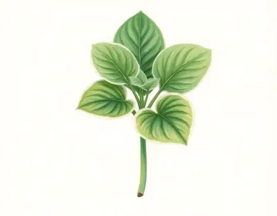 AI-generated watercolor illustration of Hosta 'Promised Land' (not a photograph)