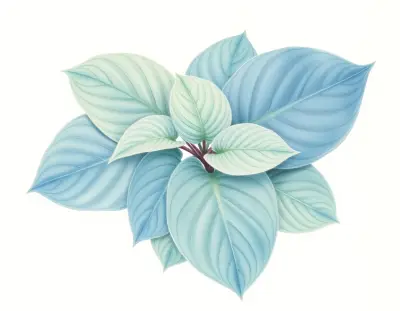 AI-generated watercolor illustration of Hosta 'Proud Peacock' (not a photograph)