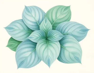 AI-generated watercolor illustration of Hosta 'Purbeck Ridge' (not a photograph)